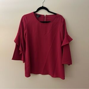Alfani Red Ruffle Sleeve Blouse